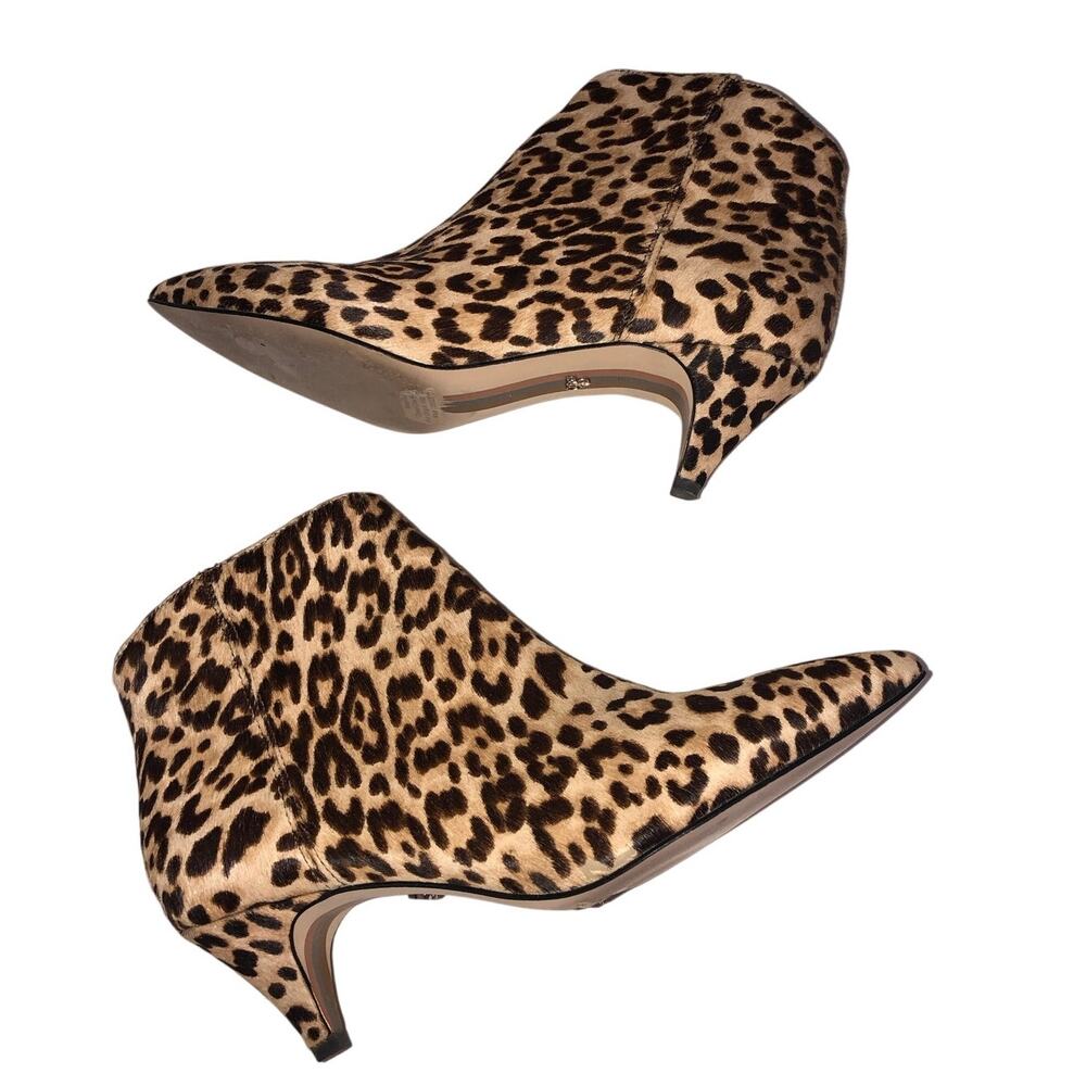Sam Edelman Booties Size 8 Kinzey Leopard Calf Hair Kitten Heel Ankle Boots Fall